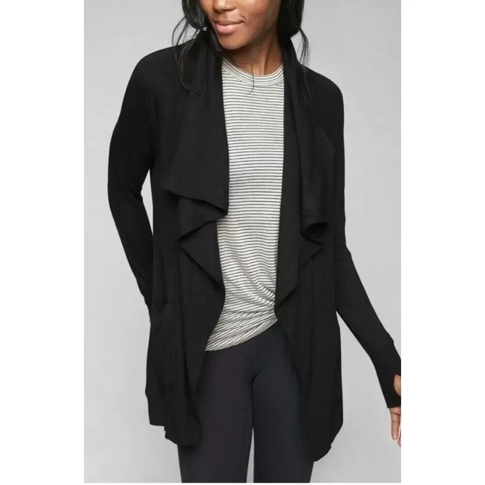 Athleta Black Studio wrap sweater S